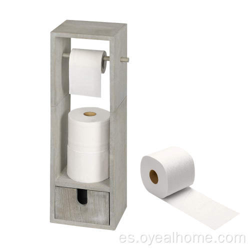 Soporte de papel de papel para el inodoro de madera